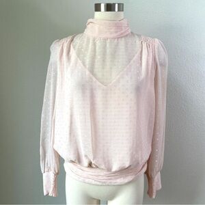 White House Black Market Mock Neck Metallic Blouse size 6